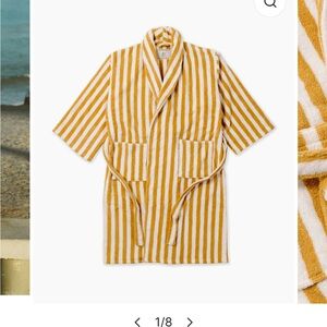 Striped Yellow and White Women's Robe